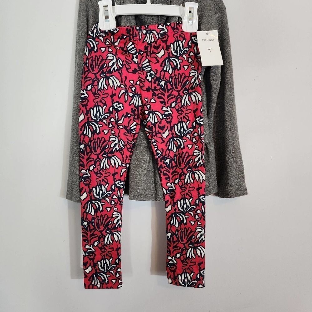 NWT French Connection Tres Cool Hoodie & Leggings Set Girls Pink Grey size 5 - Picture 6 of 7
